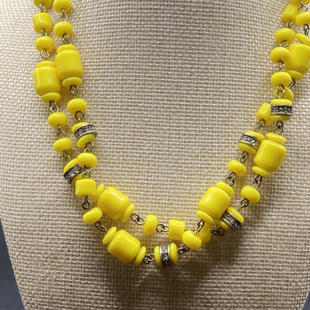 J Crew Long Yellow Beaded Necklace 40” Station